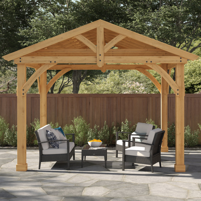Yardistry Pavillon jardin de patio en bois massif l 13 pi. x p 11 pi
